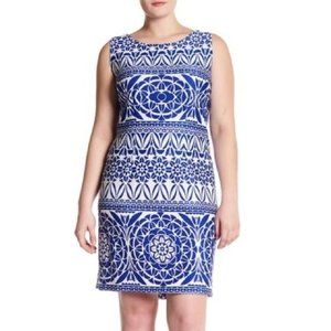 Taylor Blue Medallion Print Shift PLUS Size Casual Dress NWT NEW SIZE 22W